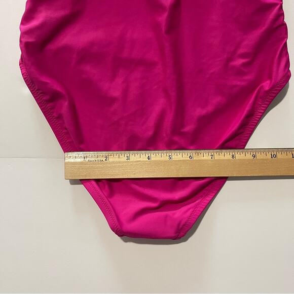 J Crew Ruched Ruffle One-Piece Swimsuit Radiant Fuchisa - Picture 5 of 14